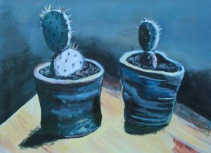 "Cactus Study 1" Oil On Canvas