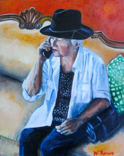 “Portrait of my Mother in a Black Hat” 16x20, oil on canvas.