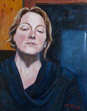 Self portrait. 11”x14” oil on wood.